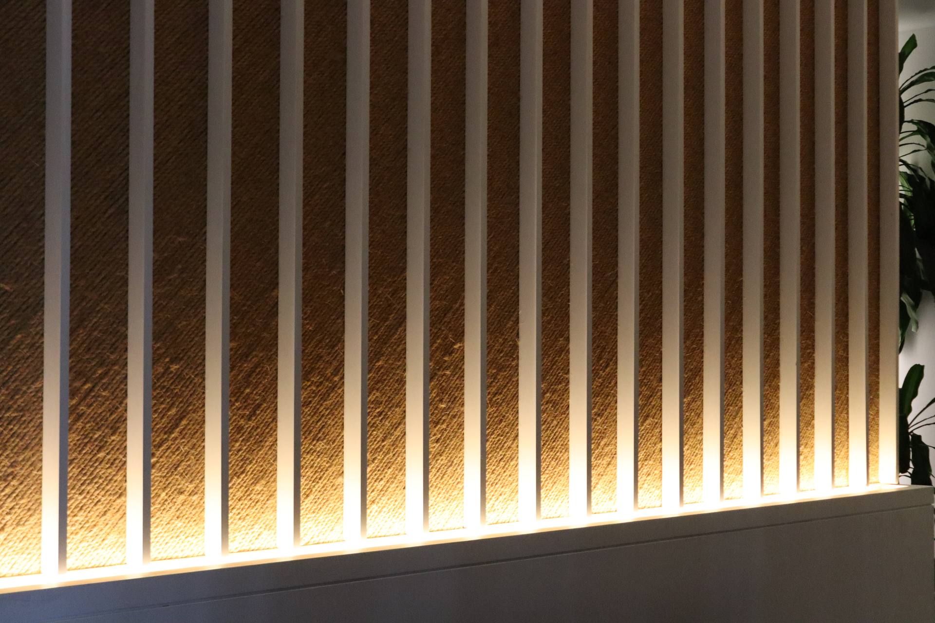 Warm architectural wall detail from a Cornerstone event space
